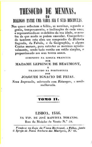 Figura 8: Capa de Thesouro de Meninas da edição de 1846.