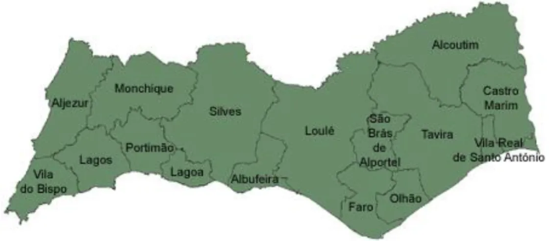 Figura 3.1. Mapa da Região do Algarve 