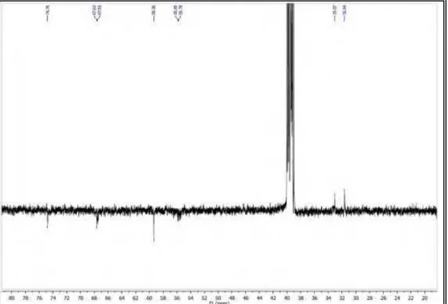 Figura 40. Expansão do espectro de  13 C-APT (125 MHz, DMSO) de EC  4 na região  entre  H  80-20 ppm