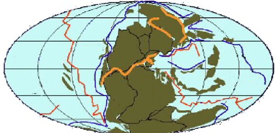 FIG. 2.1. – Reconstrução paleogeográfica relativa ao Triásico inferior basal (modificado de BLAKEY, 2006)