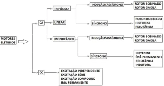 Figura 2.1- Esquema dos tipos de motores elétricos. 