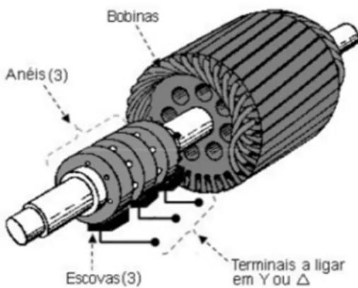 Figura 2.6 - Enrolamento de um motor trifásico (FRANCHI, 2010). 