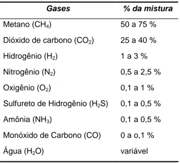 Tabela 5 – Composição clássica do Biogás (Fonte: PIRES, 2008)