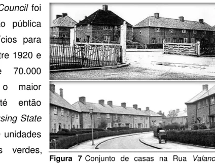 Figura  7 Conjunto  de  casas  na  Rua  Valance,  Becontree em 1945.