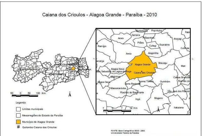 Fig. 1: Mapa de Localização da Comunidade negra de Caiana dos Crioulos   Fonte: Lima (2010) 