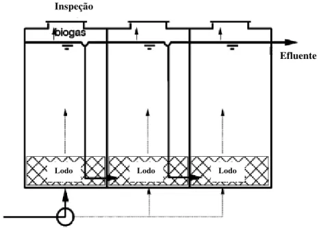 Figura 2: Esquema de um reator anaeróbio compartimento sequencial. 