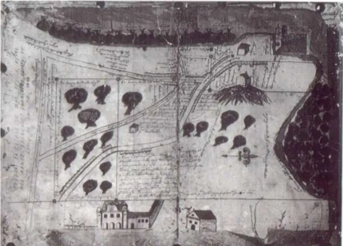 Figura  13  – “Croquis  da  cidade  de  Parahyba  feito  por  Manoel  Francisco  Granjeiro,  capitão -  piloto no ano de 1692.”Fonte: Rodrigues, 1994.
