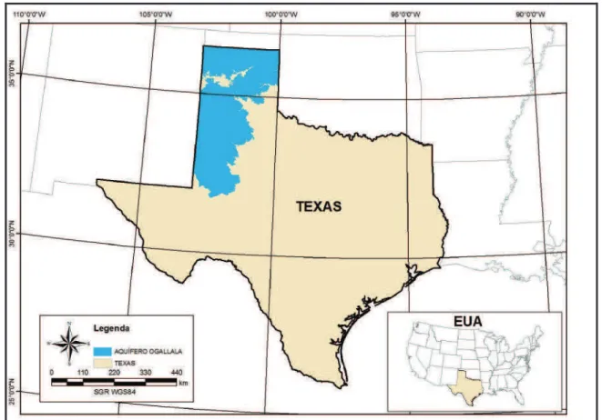 Figura 2.2: Definição da área do Aquífero Ogallala em estudo 