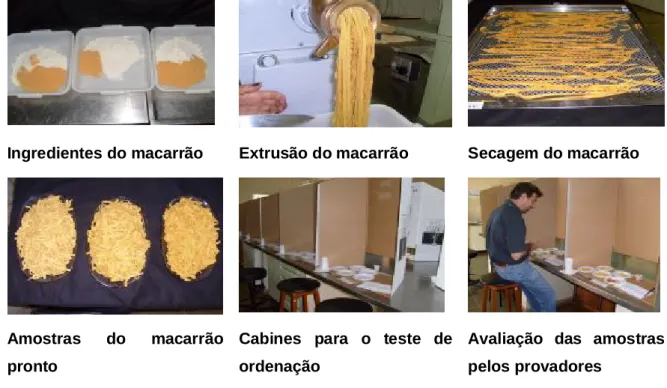 Figura  5.  Descrição  das  etapas  do  processamento  do  macarrão  e  realização  da  análise sensorial