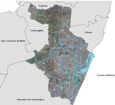 Figura  01:  Localização  do  município  do  Recife  -  PE.  Fonte:  Informações  Geográficas  do  Recife/ ESIG  –  DIRCON\SEPLAM\PCR