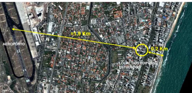 Figura 20: Imagem de satélite mostrando o aeroporto local e os edifícios em estudo. 