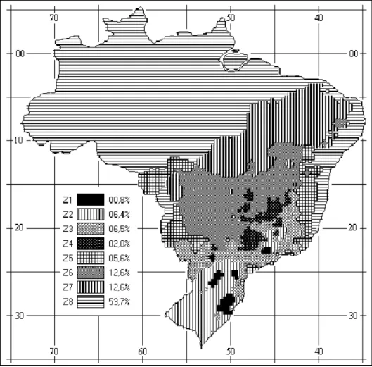 FIGURA 02 - Zoneamento bioclimático brasileiro segundo 02:135.07-001/3   - Desempenho Térmico de Edificações 