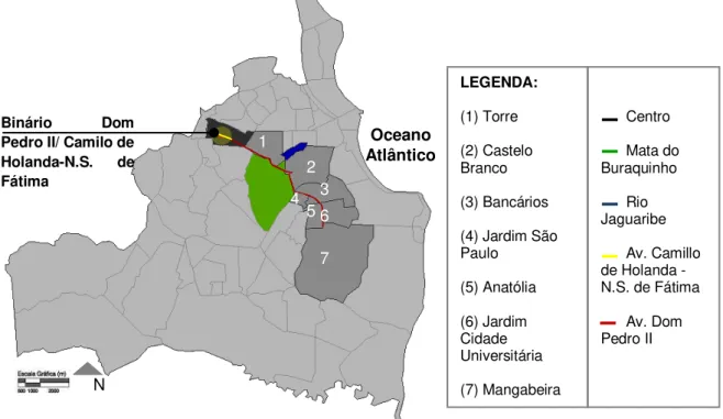 Figura 04: Ilustração do município de João Pessoa com o objeto empírico de análise  destacado
