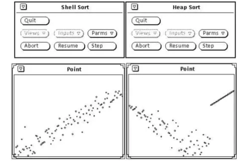 Figura 3.16: Animação da execução de dois algoritmos de ordenação com a mesma entrada de dados no AnimA