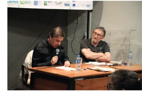 Figura 3 - Didier Plassard e Philippe Choulet. Conferência: A encenação e a dramaturgia,  o teatro de figuras no cruzamento dos caminhos