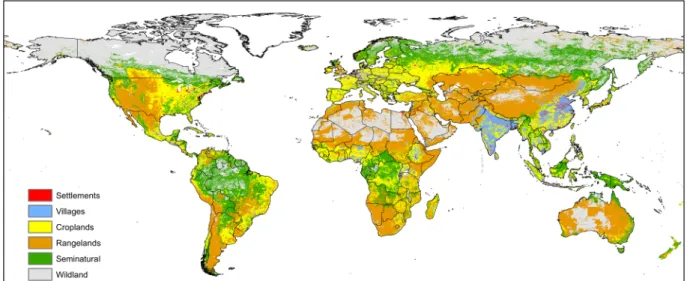 Figure 3.  Global Anthromes (v2.0) aggregated at 0.5° spatial resolution using the modal class rule.