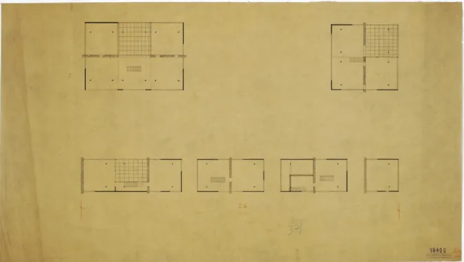Fig. 6. Maisons Loucheur, hoja sin fecha con seis esquemas de plantas (FLC 19400).