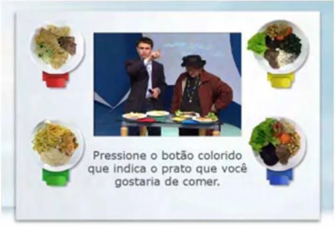 Figura 15: Exemplo de aplicação desenvolvida em NCL, através da qual o usuário pode interagir com o  programa de TVDI “Viva Mais” e receber dicas sobre alimentação saudável. Fonte: http://clube.ncl.org.br 