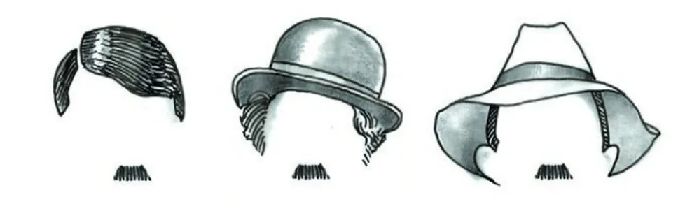 Figura 3: Um mesmo bigode pode pertencer a personagens completamente di- di-ferentes com a simples aplicação de outro ícone (topo da cabeça)