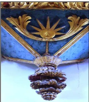 Ilustração 13: Base do púlpito. Símbolo solar com influência ameríndia. Fonte: Acervo próprio