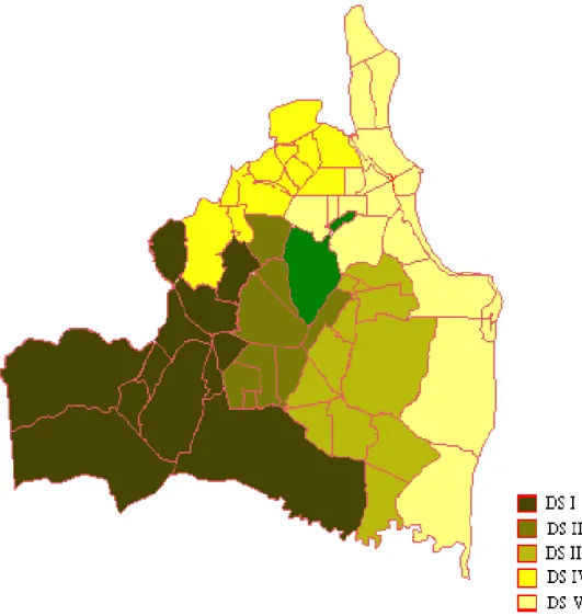 Figura  9  -  Mapa  do  município  de  João  Pessoa,  dividido  em  cinco  Distritos  Sanitários