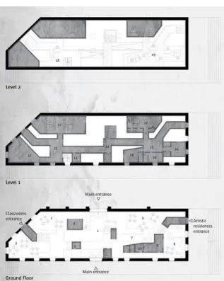Fig. 7. Plantas do piso rés-do-chão, piso 1 e piso2 – Casa dos Cubos Fonte: Archdaily (2012) [Em linha]
