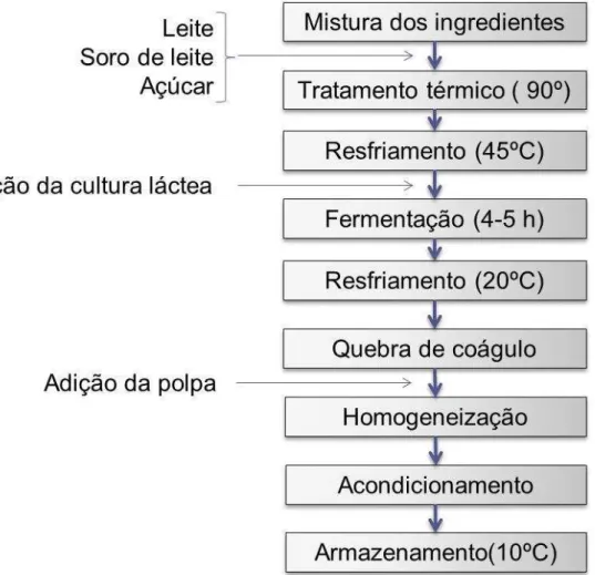 Figura 1. Processo de elaboração de bebida láctea fermentada. 