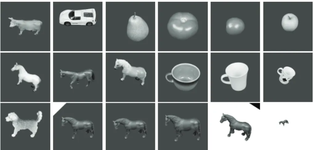 Fig. 5. Examples of objects used for categorisation and recognition.