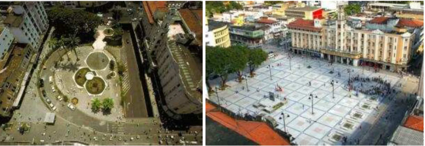 Fig. 48 e 49: Vista da Praça Vidal de Negreiros – Ponto Cem Réis, antes e após sua última reforma em 2009