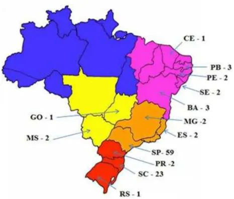 Figura 2.1: Distribuição geográfica do parque fabril (ABCERAM, 2013). 
