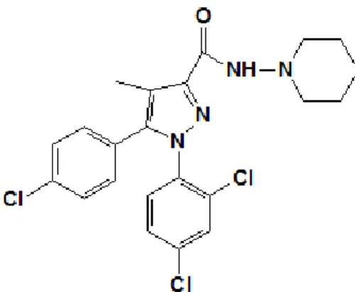 Figura 9 - Estrutura química do rimonabant (Medicalook, 2007). 