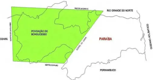 Figura 03: Mapa sobre os limites territoriais da povoação do Bonsucesso. 