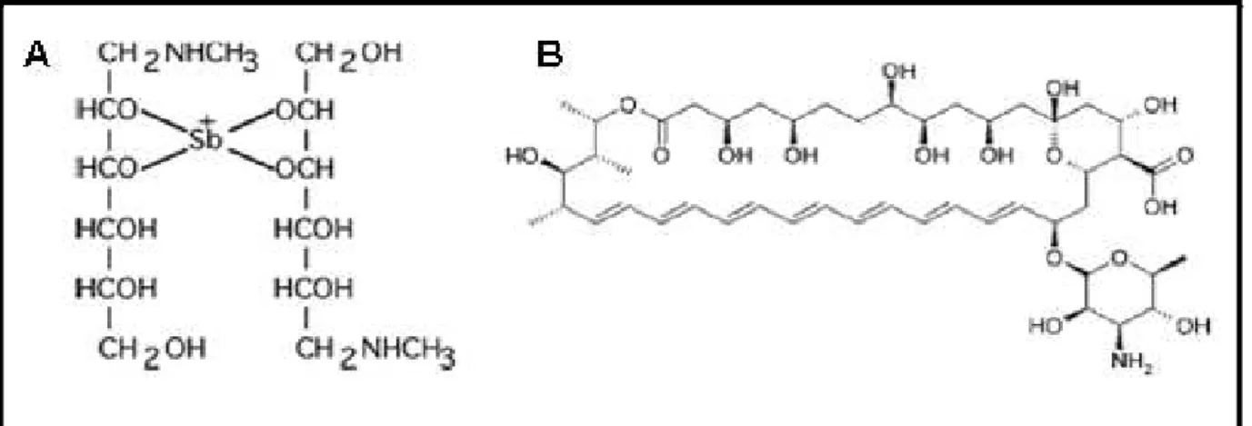 Figura 8: Estruturas químicas das drogas referência utilizados na terapêutica das leishmanioses