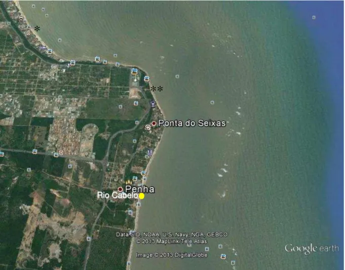 Figura 7. Vista aérea do litoral de João Pessoa - PB (Praia de Cabo Branco, Praia de Seixas, Praia  de Penha)