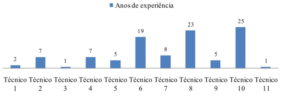 Figura  4.  Distribuição  do  grupo  dos  técnicos  em  função  dos  anos  de  experiência  no  domínio das doenças infecciosas 