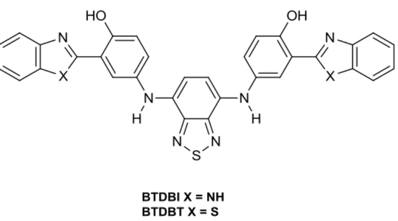 Figura  10.  Estrutura  do  primeiro  derivado  BTD  eficientemente  aplicado  para  detecção  e  quantificação de dsDNA