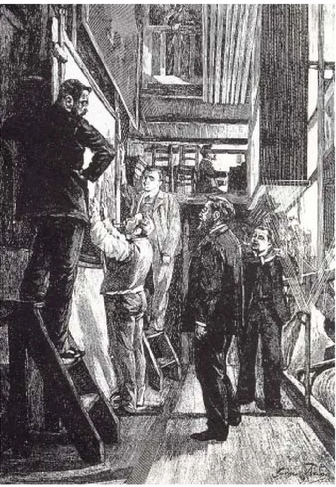 Figura 1: gravura Derrière l’écran du Chat Noir (1893) de Georges Revon. Extraída de Ombres et Silhouettes; de H