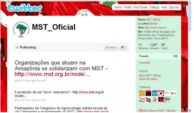 Figura 14 – Twitter do MST. 