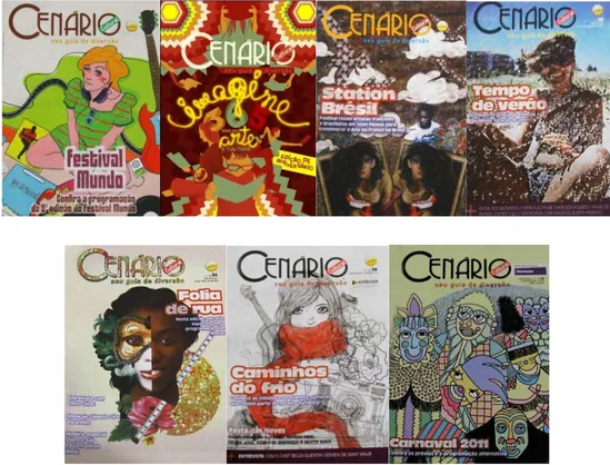 Figura 2 – Capas da revista Cenário Cultual edições 23, 24, 25, 30, 31, 36 e 42 respectivamente 