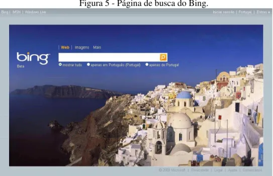 Figura 5 - Página de busca do Bing. 