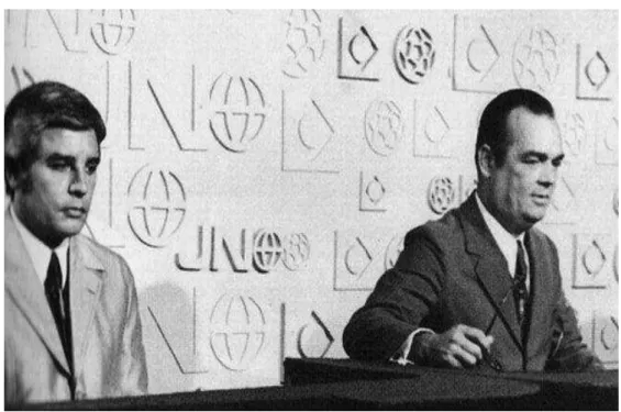Figura 1- Cid Moreira e Hilton Gomes, os primeiros apresentadores do Jornal Nacional  em 1969