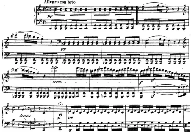Fig. 7: Beethoven: Sonata Waldstein, Op. 53, c. 1-16.