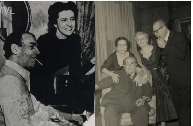Fig. 8 (à esquerda): Villa-Lobos ao piano e a soprano Olga Praguer Coelho, registro de 1953