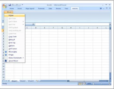 Figure 2-4. Accessing RExcel in Microsoft Excel 2007