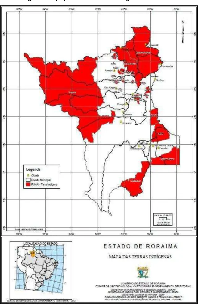 Figura 7: Mapa político com Terras Indígenas de Roraima 