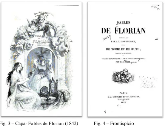 Fig. 3 – Capa-  Fables de Florian  (1842)      Fig. 4 – Frontispício 
