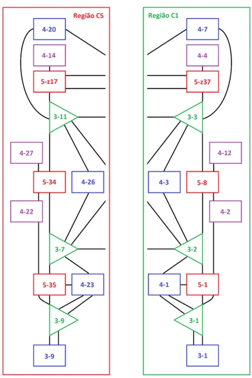 Fig. 2: Regiões C1 e C5 da rede de projeções por inversão