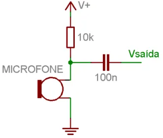 Figura  36:  Esquema   básico   para   a   ligação   de   um   microfone de eletreto.