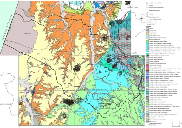 Figura 13. Extrato da Carta Geológica, abrangendo a totalidade do concelho de Pombal (Fonte: LNEG; PDM –  Pombal, 2014)