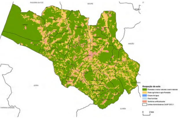 Figura 18. Carta de Ocupação do Solo no concelho de Pombal (Fonte: COS207; PDM – Pombal, 2014)